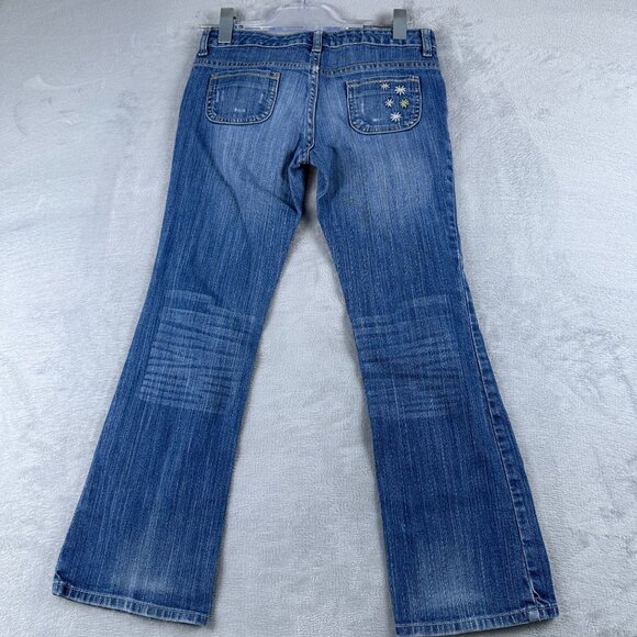 Old Navy Bootcut Jeans Women's 10 Plus Low Rise Embroidered Flower Pockets Blue - Picture 2 of 12